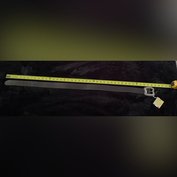 Leather Made in Italy dark brown belt silvertone buckle | Punto Fibbia | S - Picture 8 of 8